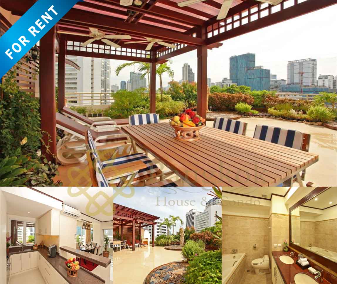 Bangkok Property Condo Apartment Real Estate For Rent in Nana Sukhumvit Larger Private Terrace