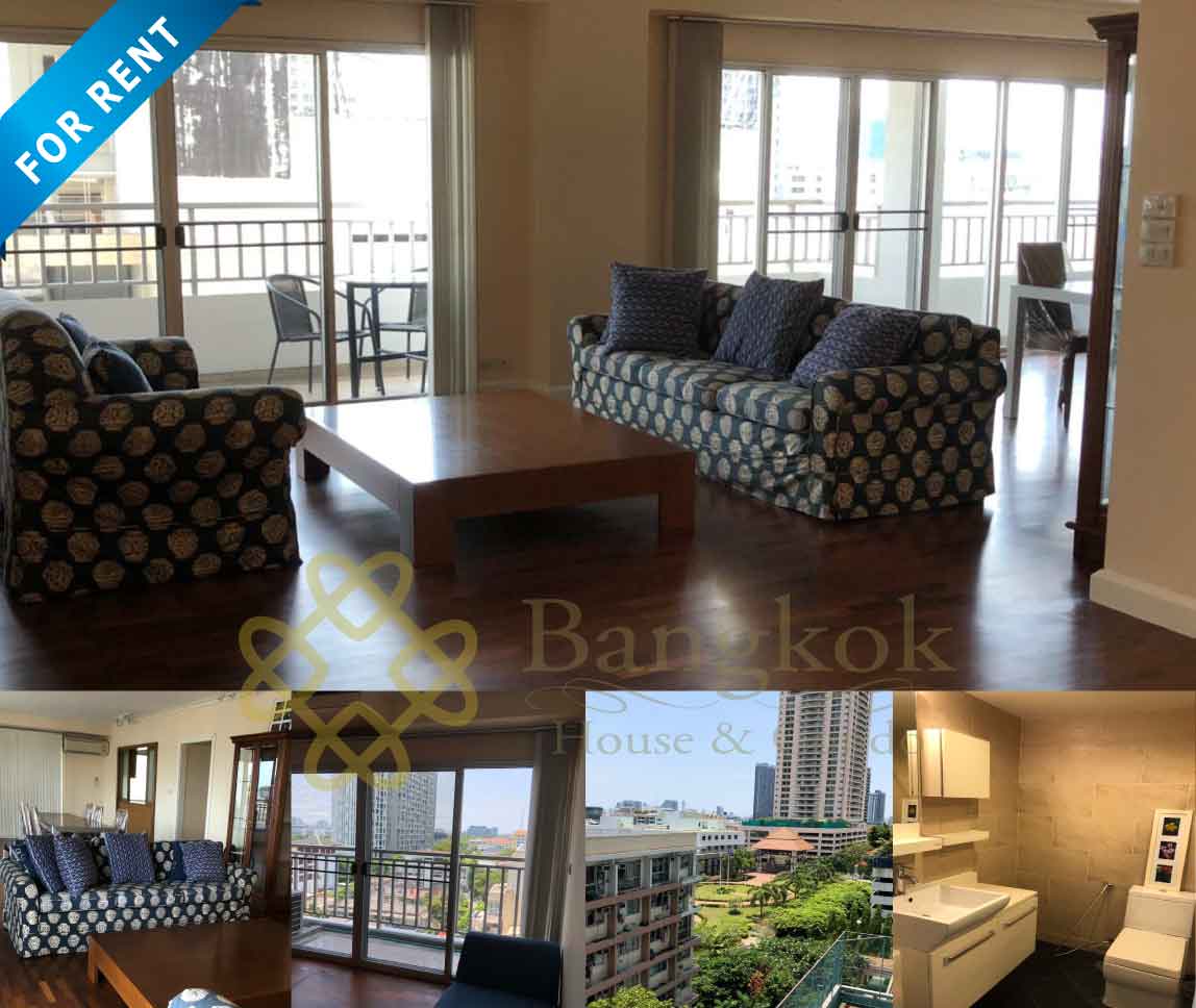 Bangkok Condo Apartment For Rent in Sathorn near Lumpini Park Large Unit with Maid's Room